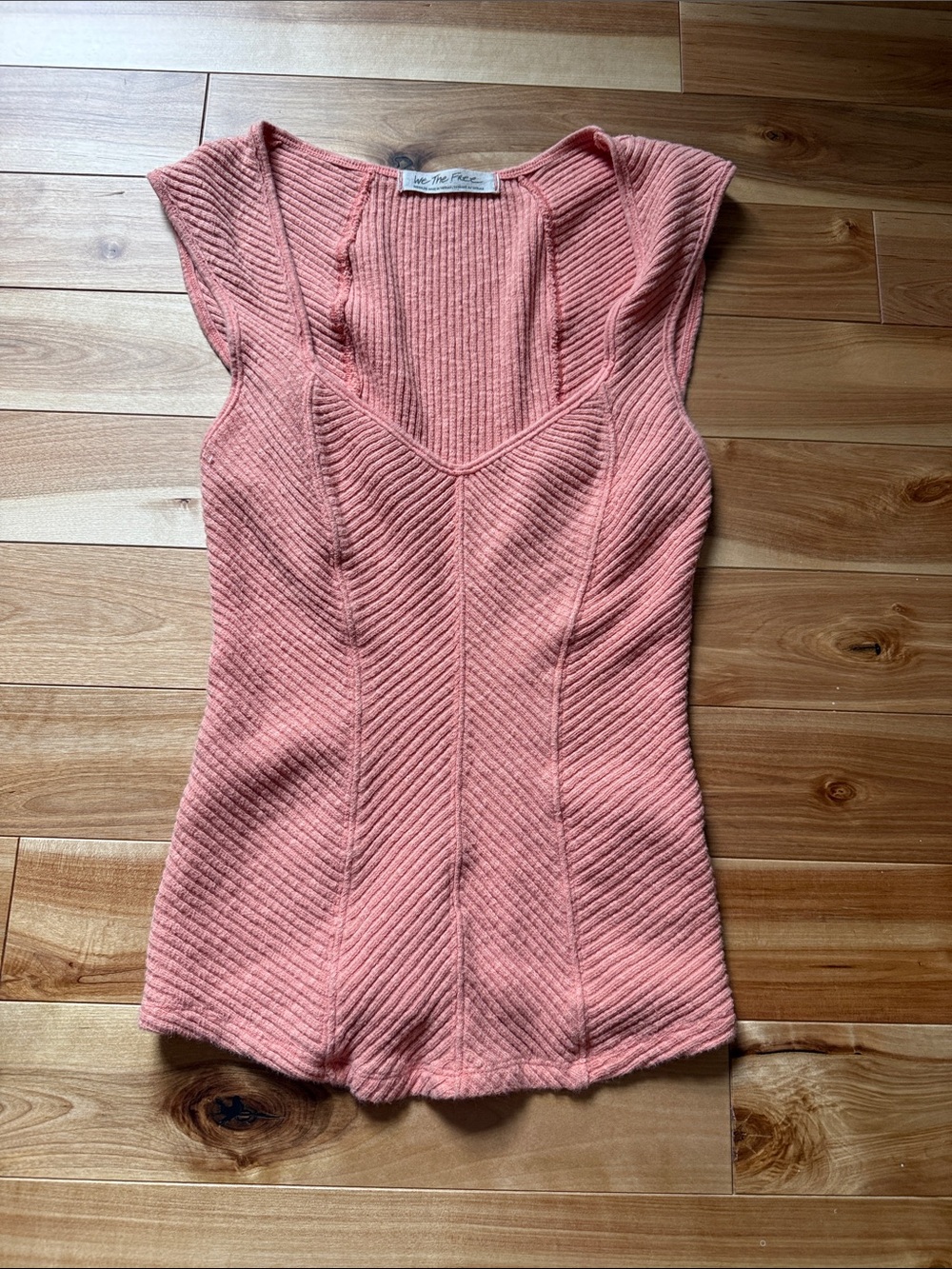 FIRM Free People Ribbed V-Neck Tank Top in Dusty Pink